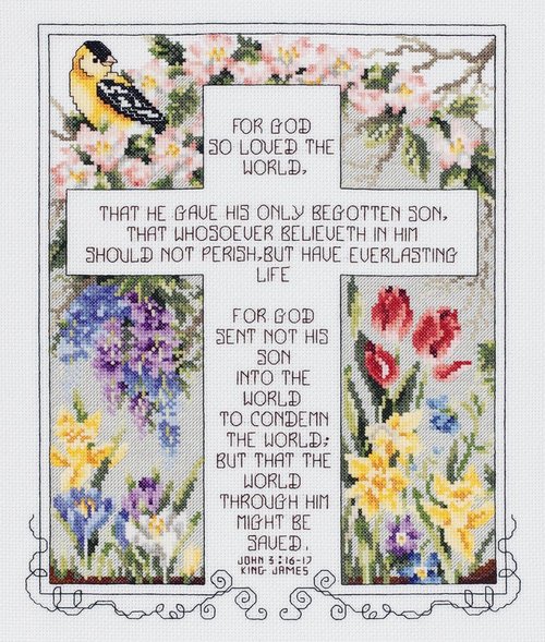 Janlynn John 3:16-17 #080-0476 Counted Cross Stitch Kit 10.25" x 10.25"/26 cm x 26 cm